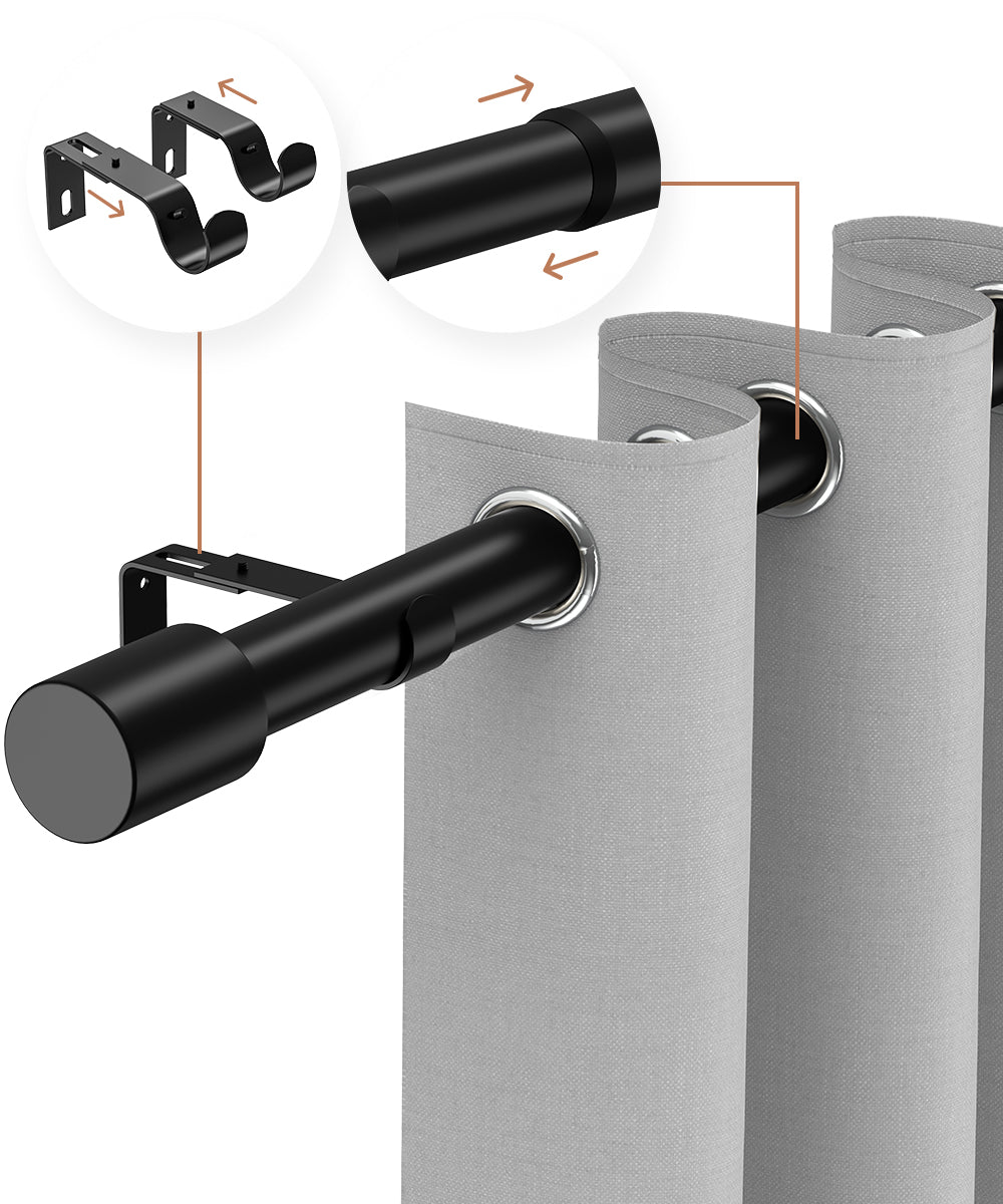 GEON™ Uitschuifbare gordijnroede 120-211 cm - Uitschuifbaar Haken