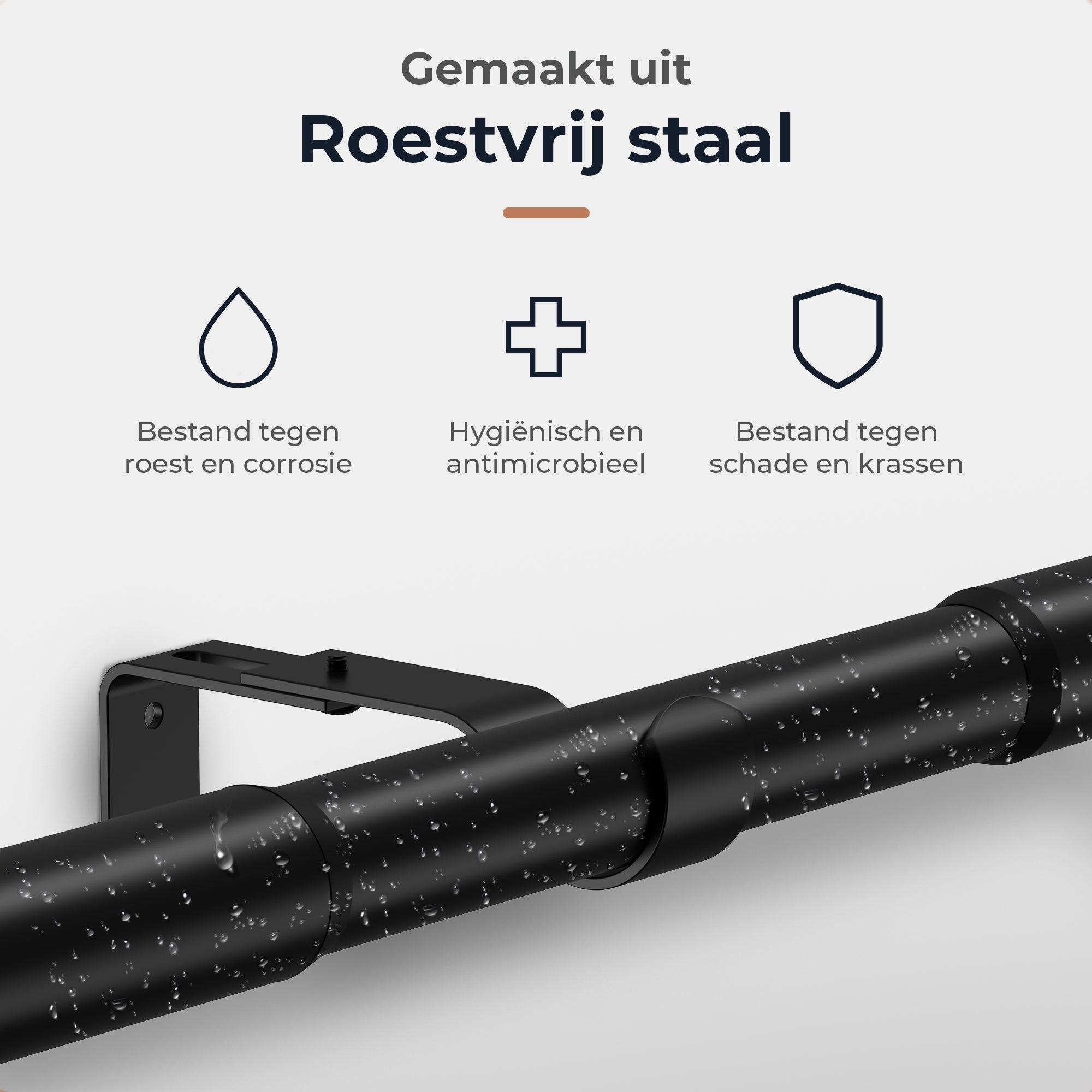 GEON™ Uitschuifbare gordijnroede 120-211 cm - Uitschuifbaar Haken