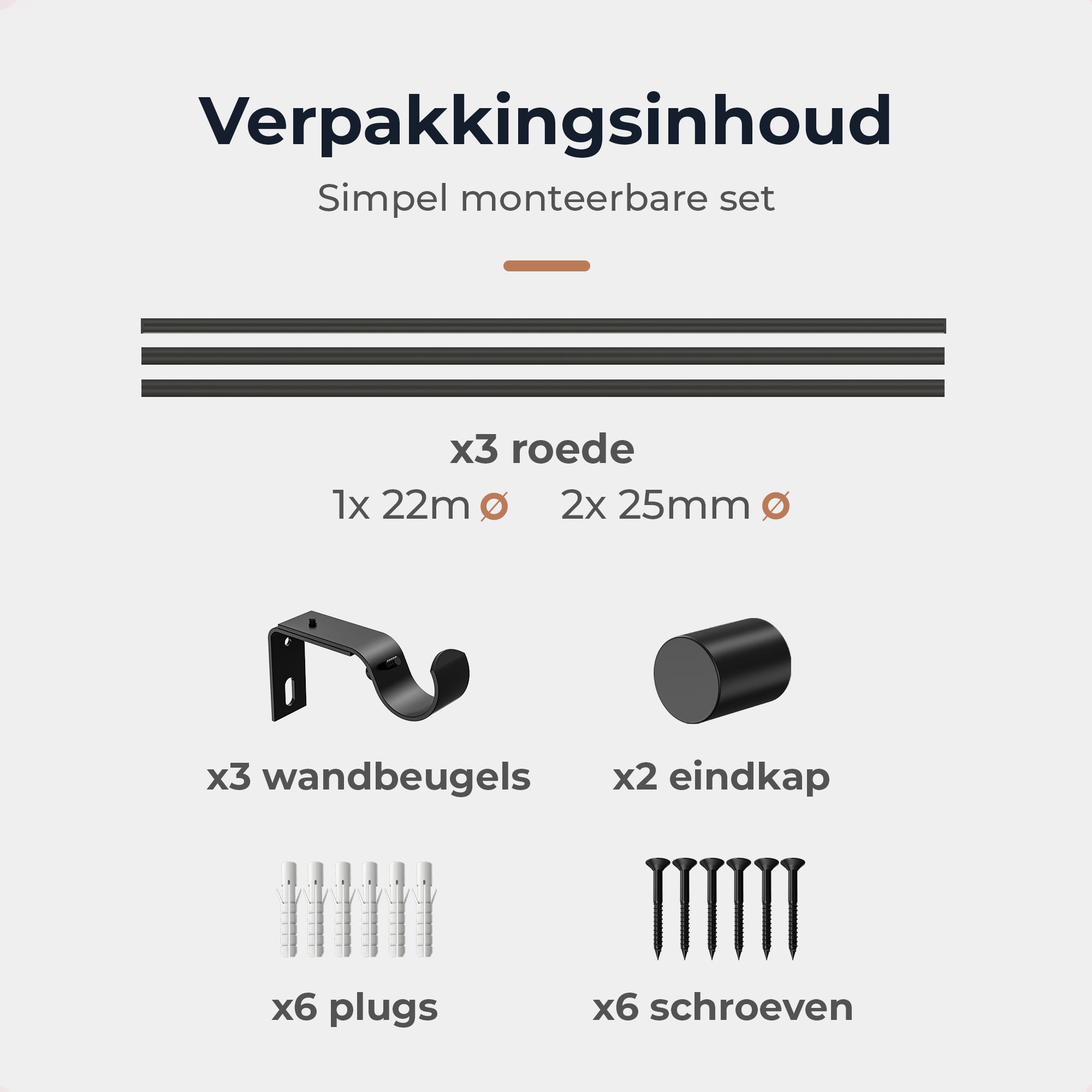 GEON™ Uitschuifbare gordijnroede 120-211 cm - Uitschuifbaar Haken