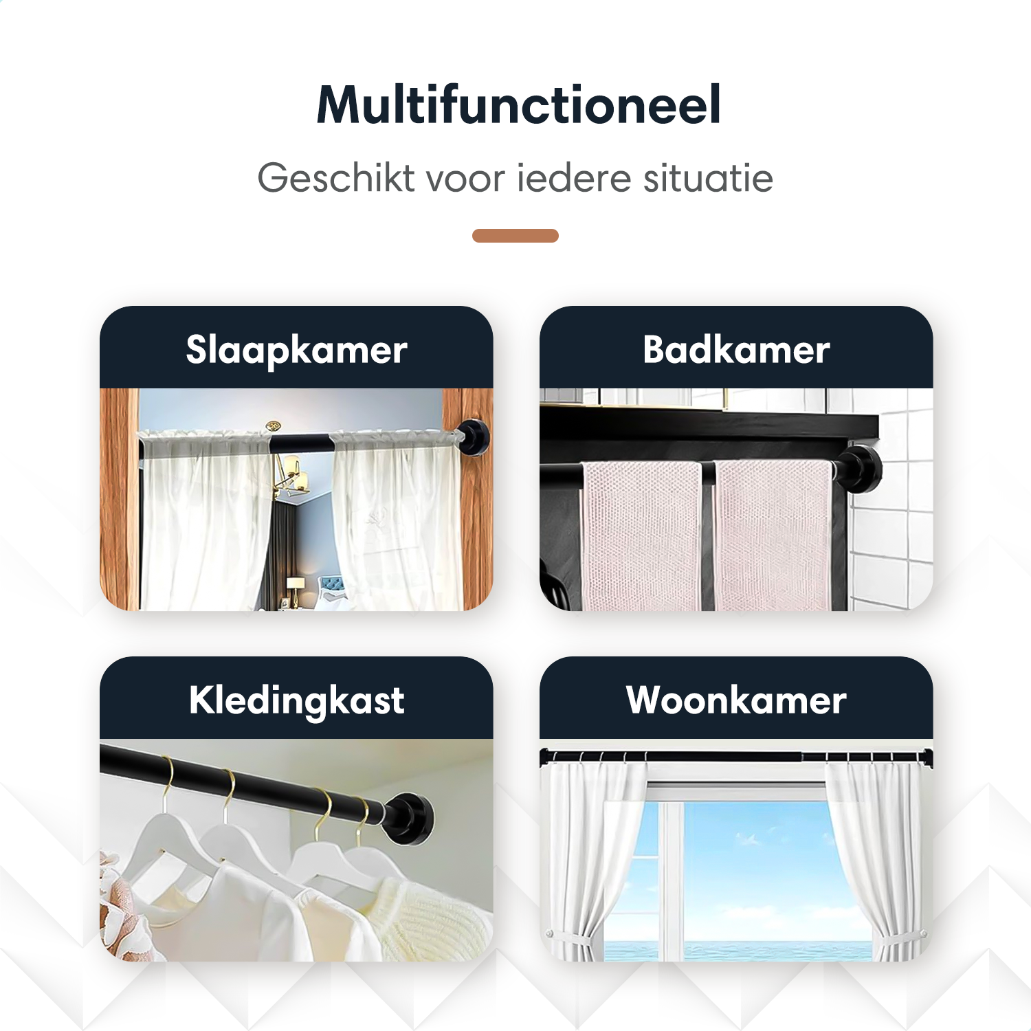 GEON™ Uitschuifbare gordijnroede - Zelf opspannende gordijnroede 65 - 100 CM