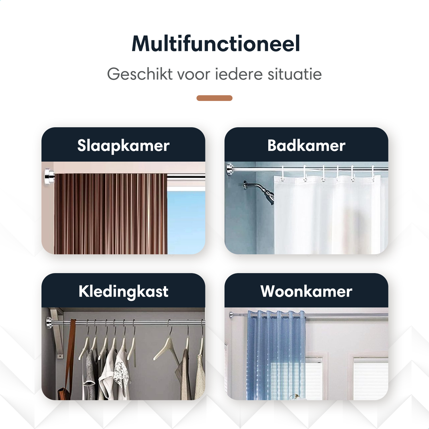 GEON™ Uitschuifbare gordijnroede - Zelf opspannende gordijnroede 155 - 260 CM