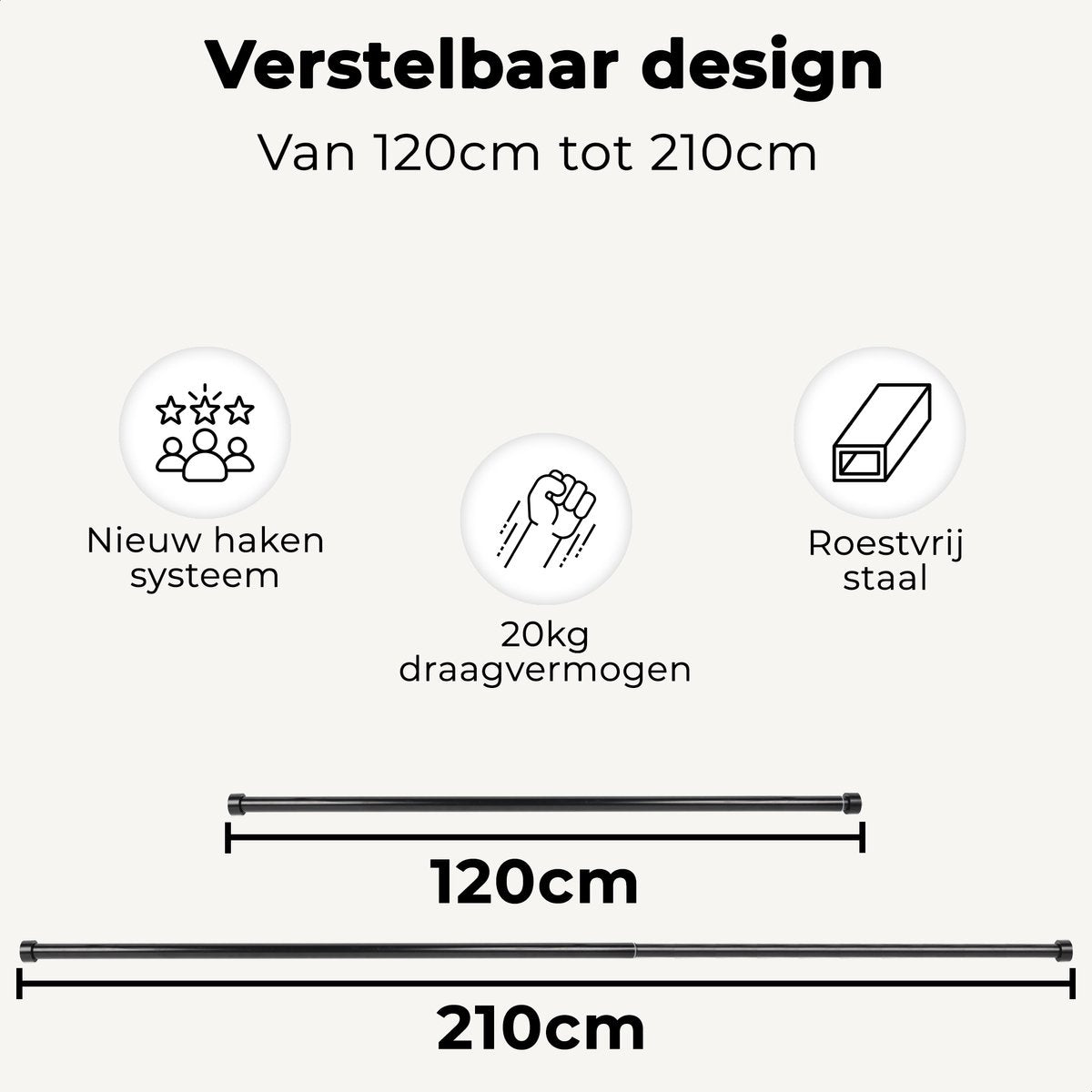 GEON™ Uitschuifbare gordijnroede 120-210 cm